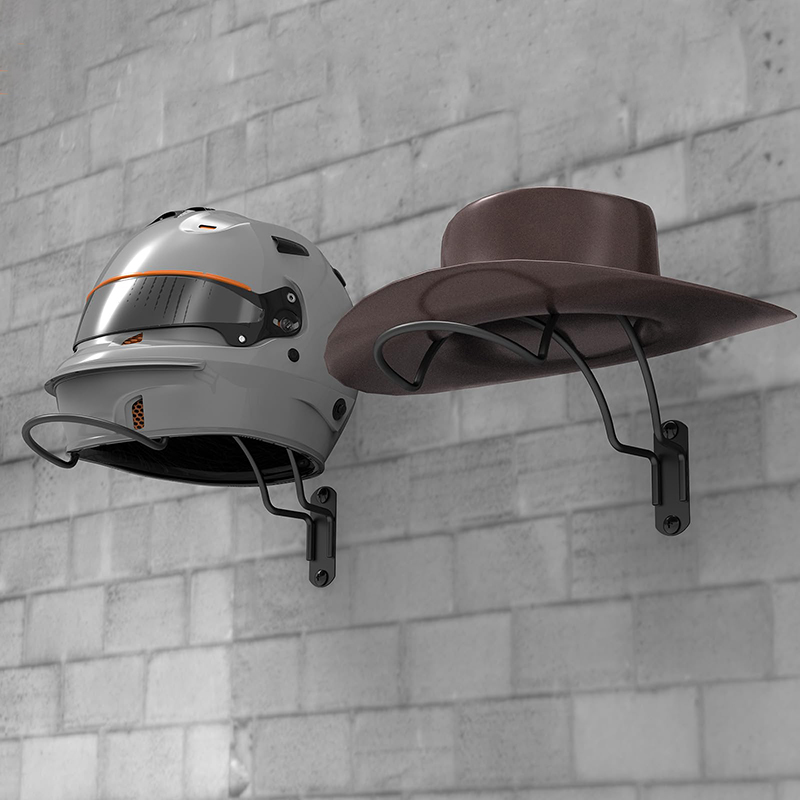 Equestrian Helmet - 1 ชิ้นติดผนังหมวกกันน็อคผู้ถือตะขอโลหะหมวกผู้ถือจัดเก็บและชั้นวางจอแสดงผลสําหรับขี่ม้ารถจักรยานยนต์และรักบี้หมวกกันน็อค