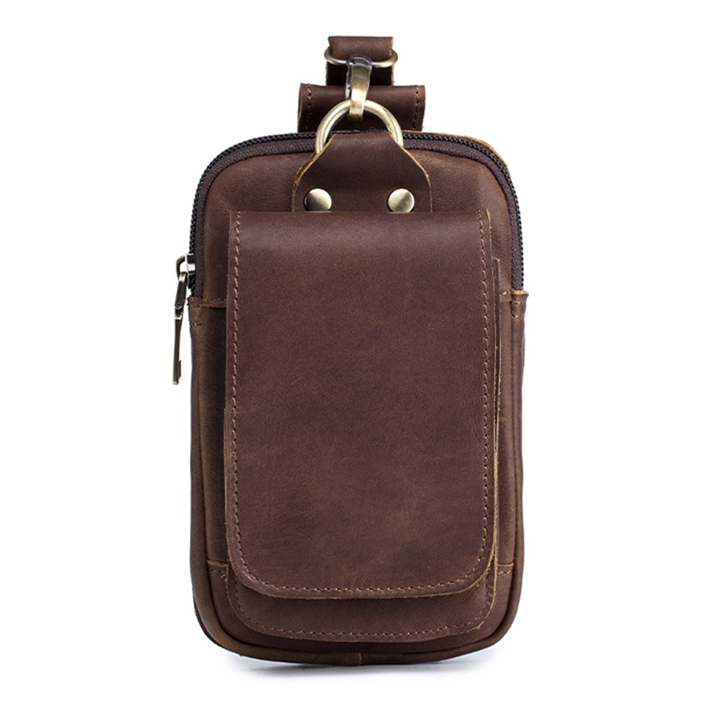 Outdoor Sport Bag - กระเป๋าคาดเอวหนังวัววินเทจ พกพาสะดวก ความจุเยอะ ใส่โทรศัพท์มือถือ กระเป๋าคาดเอวสำหรับเล่นกีฬากลางแจ้ง