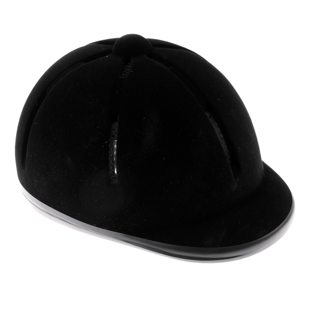 Equestrian Helmet - เด็กม้าขี่หมวกกันน็อกปรับกำมะหยี่นักขี่ม้าหมวกนิรภัยสีดำ